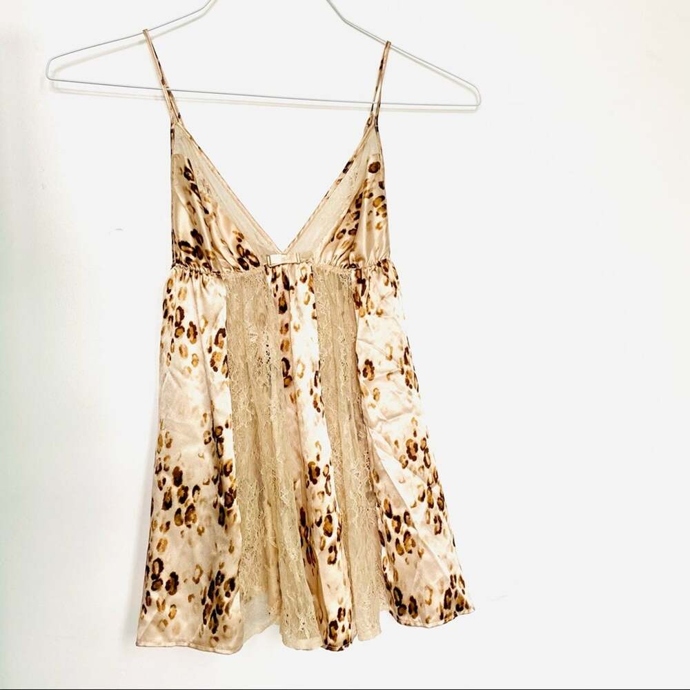 NEW VS VICTORIAS SECRET Cream Brown Beige Lace Slip Dress Chemise Lingerie S